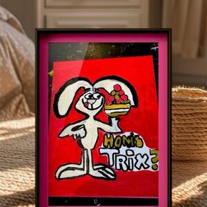 Framed Trix Rabbit Art Print - Red and Pink